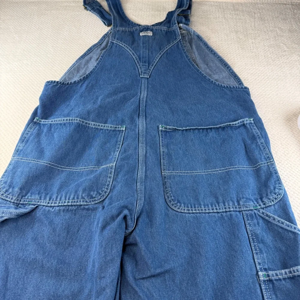 Liberty Mens Denim Bib Overalls Medium Wash Green Zipper P38402 38x32